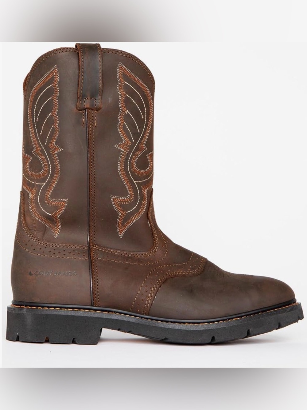 Cody James Mustang Brown Pull-On Western Work Boot Size 14D